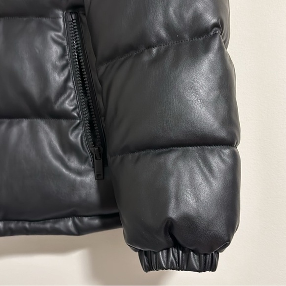 DKNY men's faux leather puffer zip jacket vegan black - Picture 4 of 5